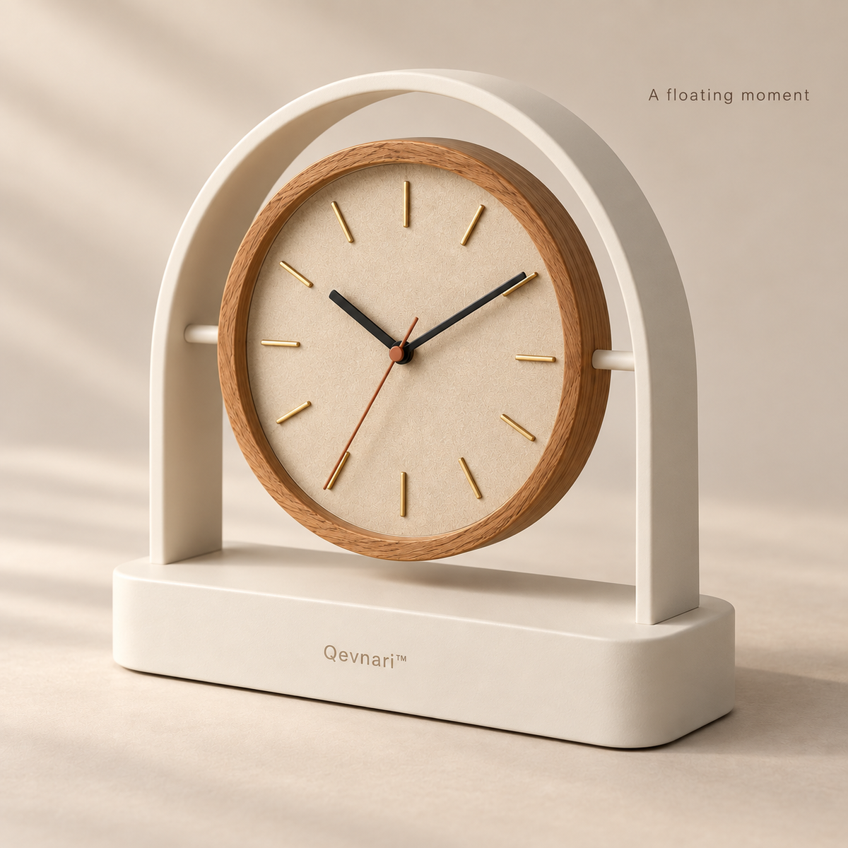 Arc Desk Clock — Warm Oak