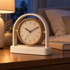 Arc Desk Clock — Warm Oak